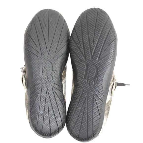 Christian Dior Taupe White Croc Distressed Canvas Lace-Up Low Profile Sneaker - Picture 11 of 11